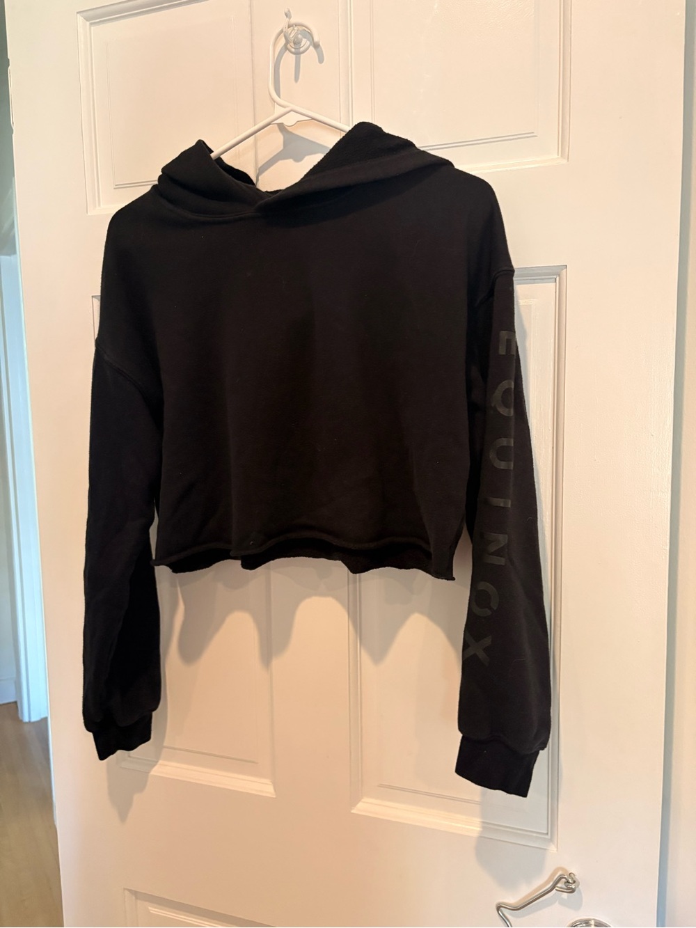 Equinox Black Cropped Hoodie Sweatshirt